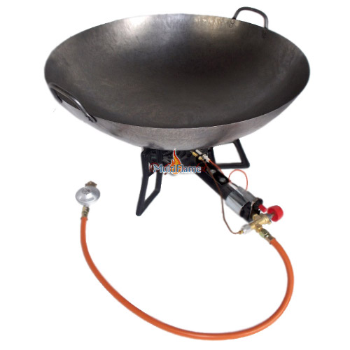 3 poot wok brander met grote pan