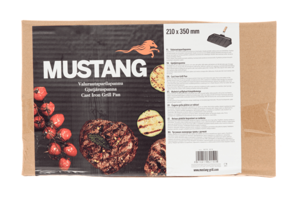 Mustang gietijzeren grill pan met steel verpakking